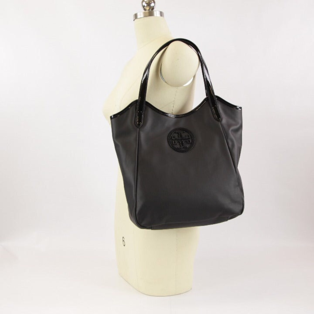 TORY BURCH Black Dipped Canvas N/S Logo Tote OS